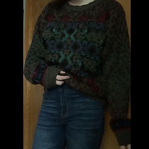 Geometric Print Grandpa Sweater